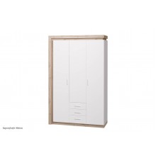 Шкаф для одежды с ящиками 3-х дв. без зеркал Люмен 15  (Дуб Сакраменто / Белый снег)