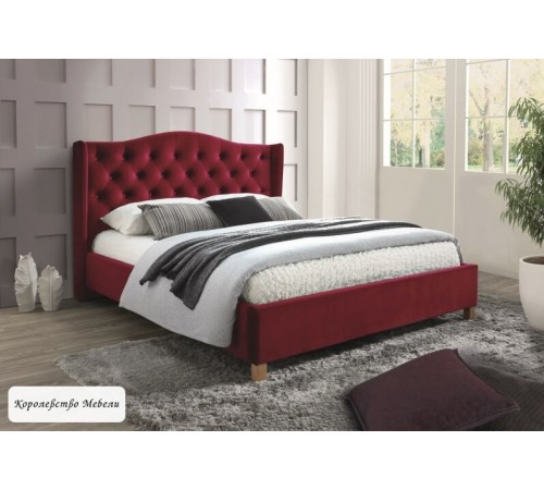 Кровать ASPEN VELVET (бордовый) (160*200), с основанием