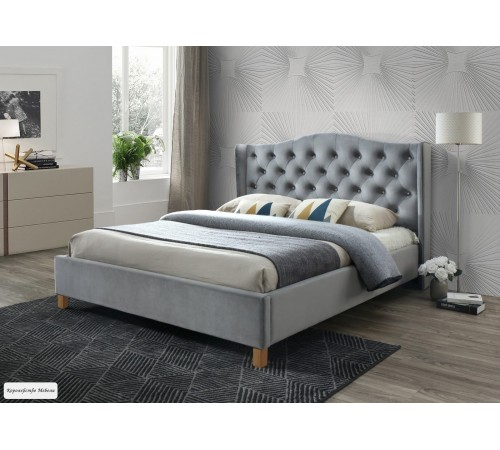 Кровать ASPEN VELVET (Bluvel 14 серый) , с основанием