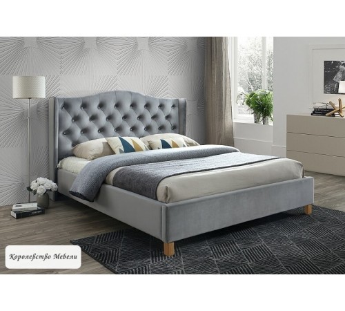 Кровать ASPEN VELVET (Bluvel 14 серый) , с основанием