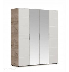 Шкаф 4-ех дв. (ДЗЗД) Джулия (дуб крафт серый / белый глянец)