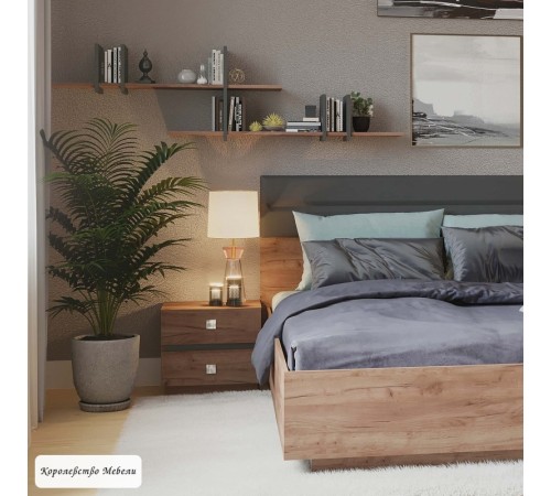 Neo 411 Тумба прикроватная (Дуб табачный Craft-Черный)