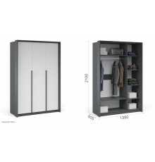 Шкаф 3 дв. Мишель (антрацит/ белый жемчуг)