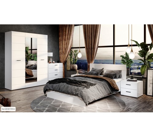 Шкаф 3дв. Йорк  (белый / белый глянец)