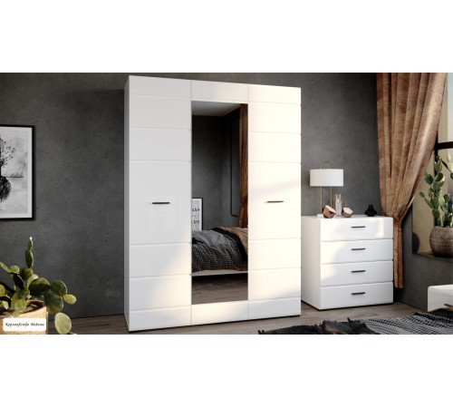 Шкаф 3дв. Йорк  (белый / белый глянец)