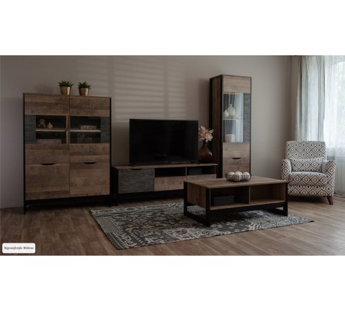 Стол журнальный Стокгольм  (дуб гранж песочный / железный камень)