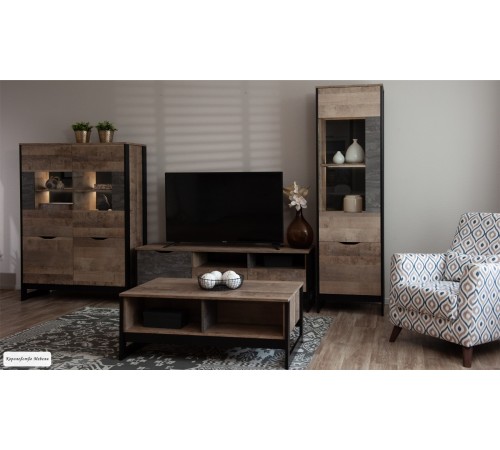 Стол журнальный Стокгольм  (дуб гранж песочный / железный камень)